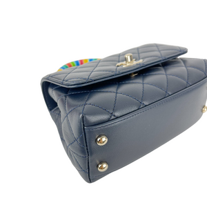Rainbow Coco Handle Mini Lambskin Navy Blue SHW