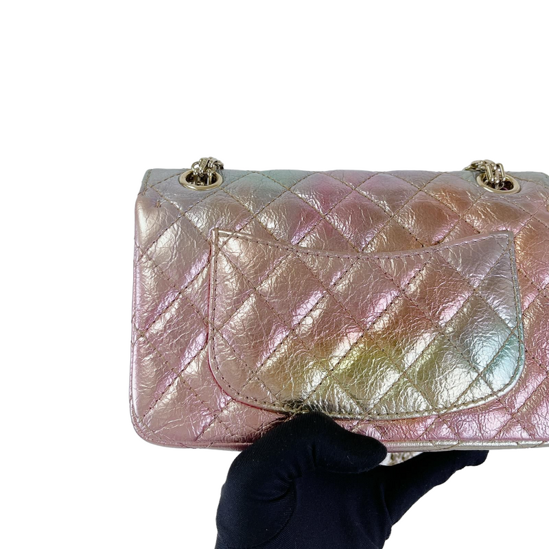 Chanel Mini 2.55 Reissue Flap in 20A Rainbow Metallic Distressed Calfskin  LGHW