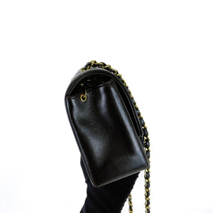 Small Classic Diana flap Black Lambskin GHW
