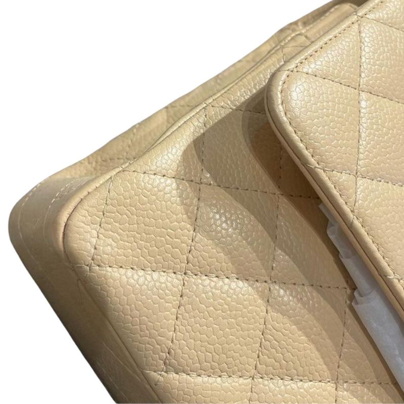 Classic Double Flap Caviar Medium Beige SHW