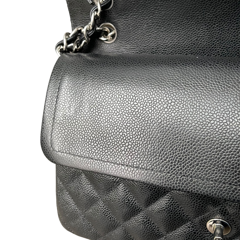 Jumbo Classic Double Flap Caviar Black SHW