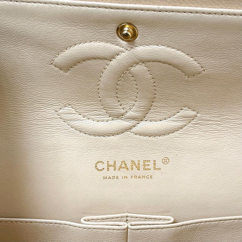 Double Flap Medium Caviar Beige GHW