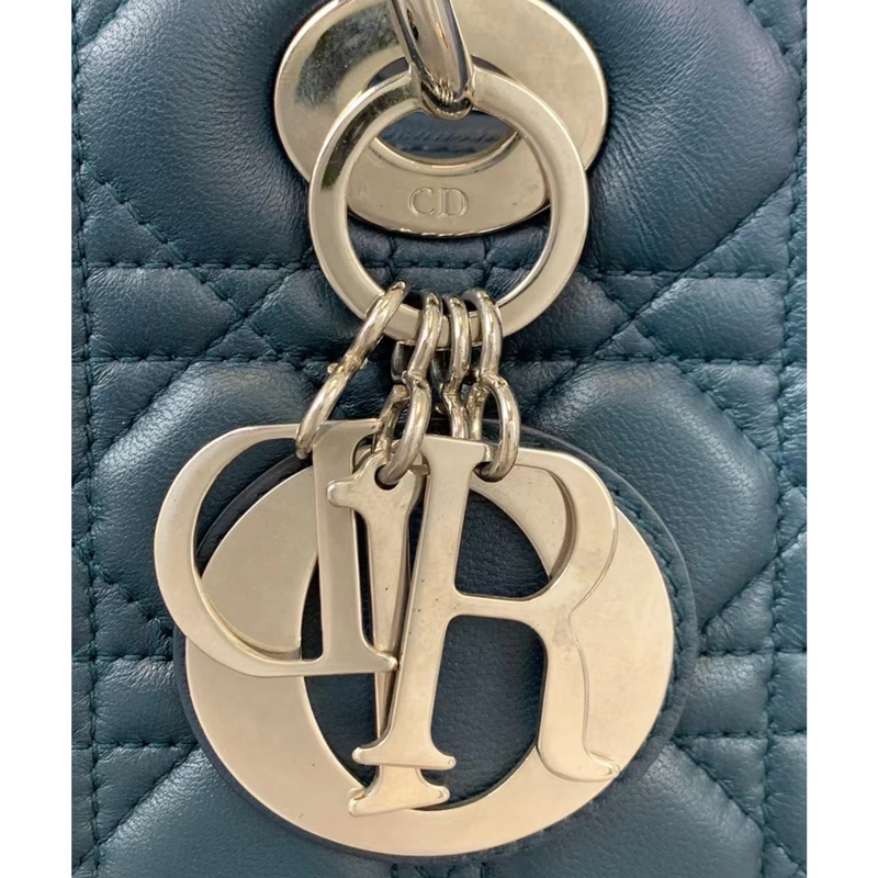 Lady Dior Medium Lambskin Navy Blue SHW