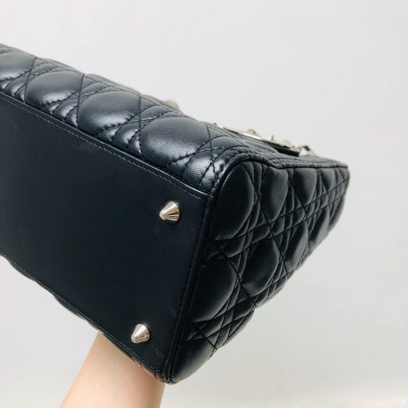 Classic Lambskin Cannage Medium Lady Dior Black Leather Bag