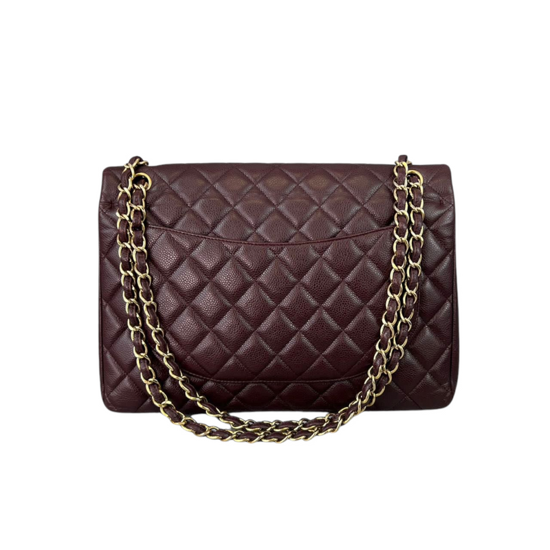 Double Flap Maxi Caviar Burgundy GHW