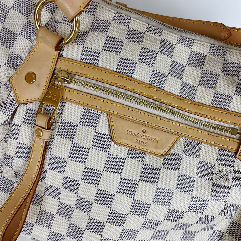 LOUIS VUITTON Evora MM Damier Azur Tote Shoulder Bag White