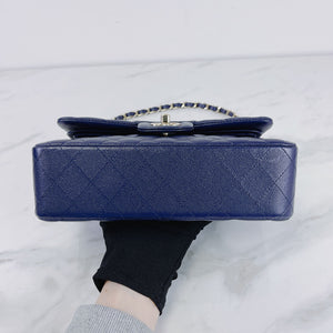 Small Classic Double Flap Caviar Blue LGHW