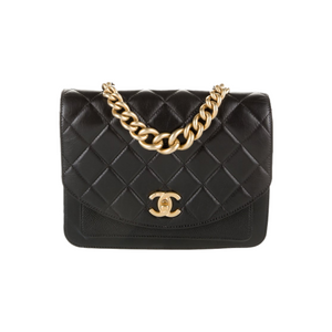 Chain Handle Flap Bag Lambskin Caviar Black GHW