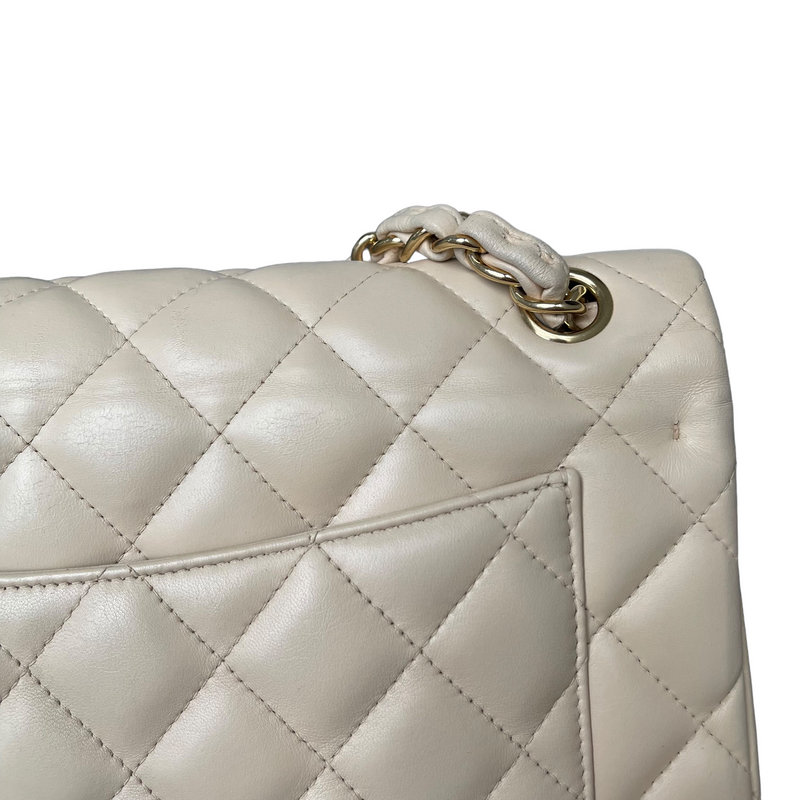 Chanel Double Flap Jumbo Beige Lambskin GHW