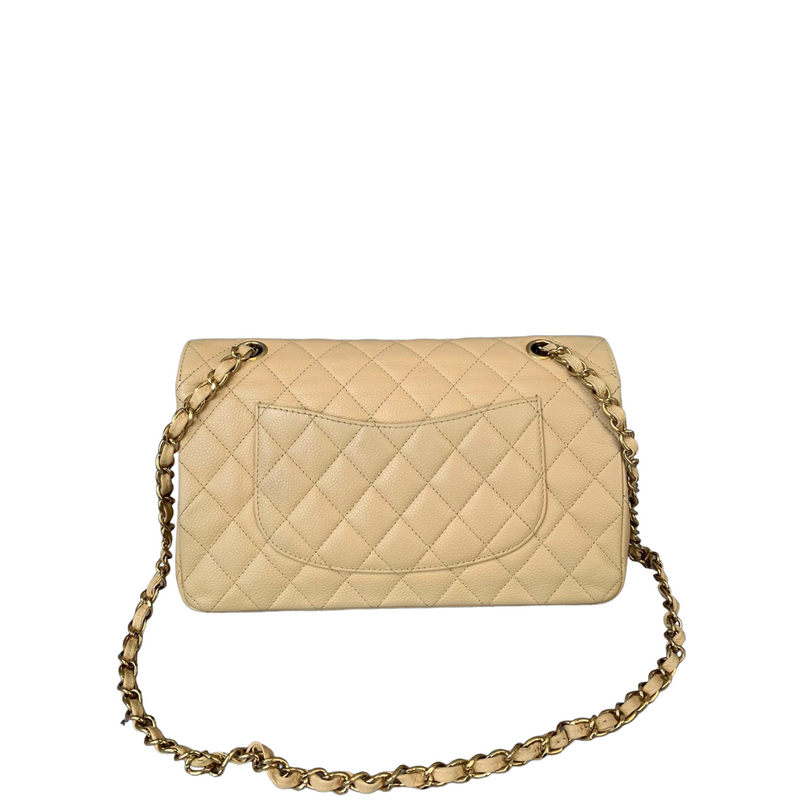 Classic Double Flap Caviar Medium Beige GHW