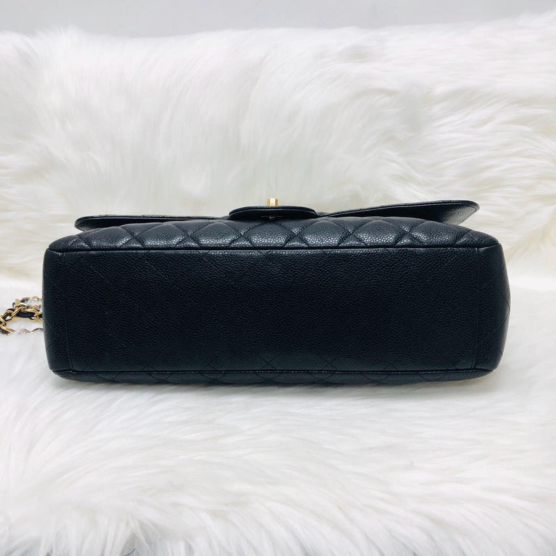 Single Flap Maxi in Black Caviar Leather with GHW