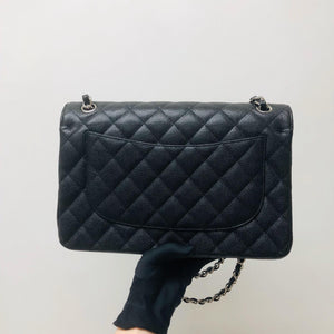 Classic Double Flap Jumbo Bag in Black Caviar with SHW