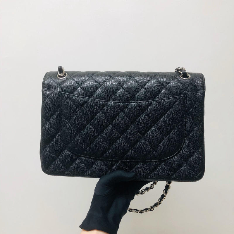 Classic Double Flap Jumbo Bag in Black Caviar with SHW