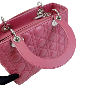 Lady Dior Cannage Lambskin Medium  Pink SHW