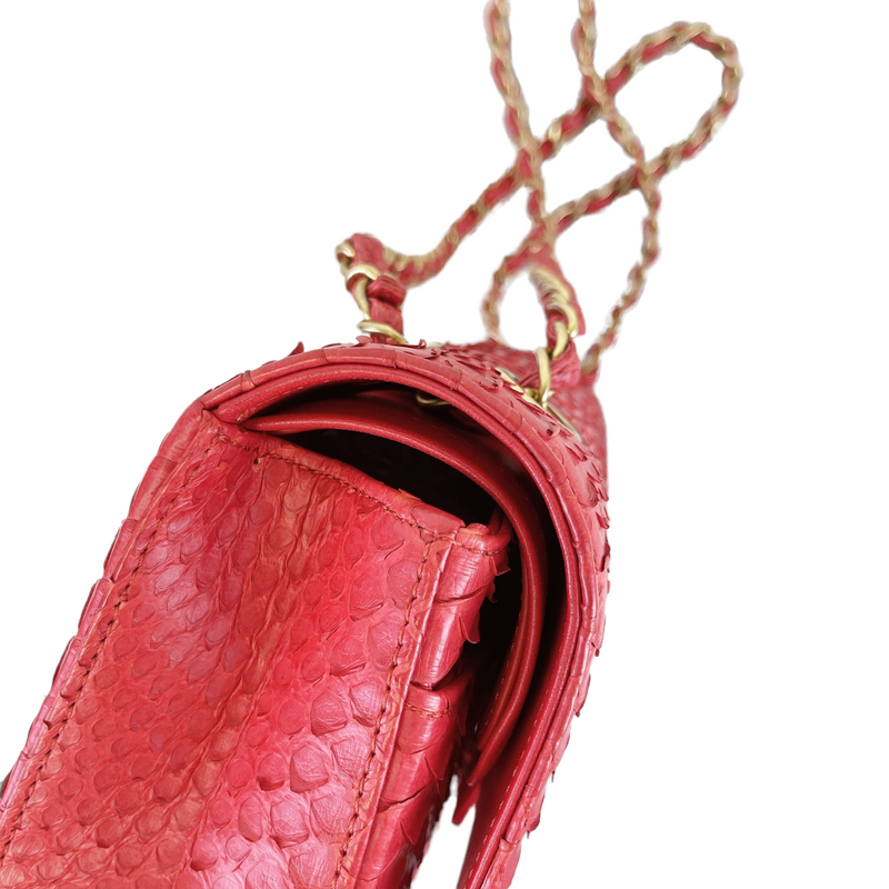 Classic Flap Medium Bag Python Red GHW