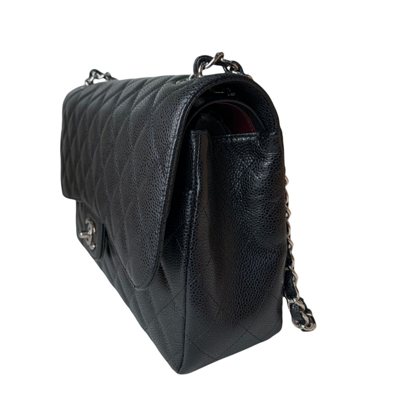 Jumbo Double Flap Caviar Black SHW