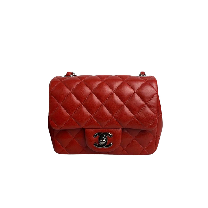 Classic Flap Square Mini Lambskin Red DSHW