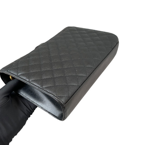 Medium Envelope Flap Leather Black GHW
