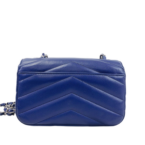 Chevron Flap Mini Rectangle Caviar Blue SHW