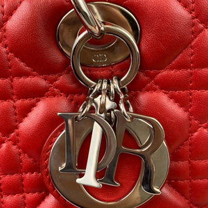 Medium Lady Dior Cannage Lambskin Red SHW