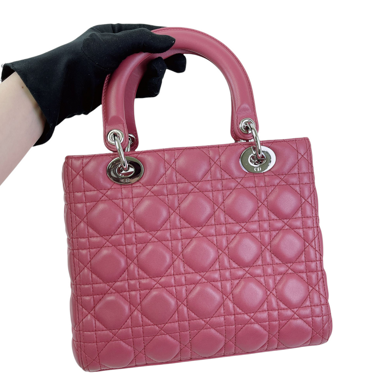 Lady Dior Cannage Lambskin Medium  Pink SHW