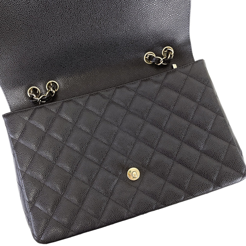 Single Flap Jumbo Black Caviar GHW