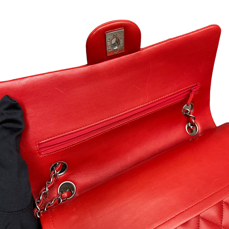 Medium Classic Double Flap Lambskin Red SHW