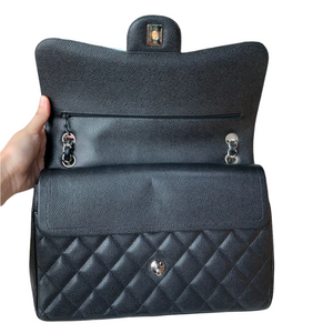 Jumbo Double Flap Caviar Black SHW