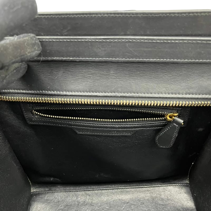 Micro Luggage Tote Smooth Leather Black SHW