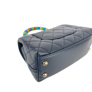 Rainbow Coco Handle Mini Lambskin Navy Blue SHW