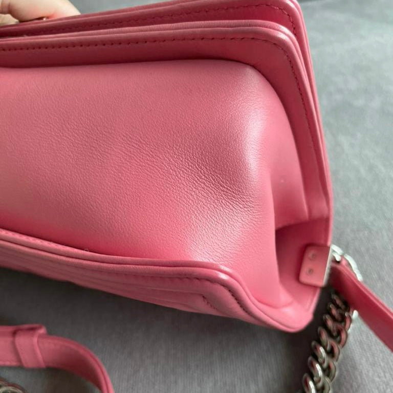 Le Boy Chevron Calfskin Old Medium Pink SHW