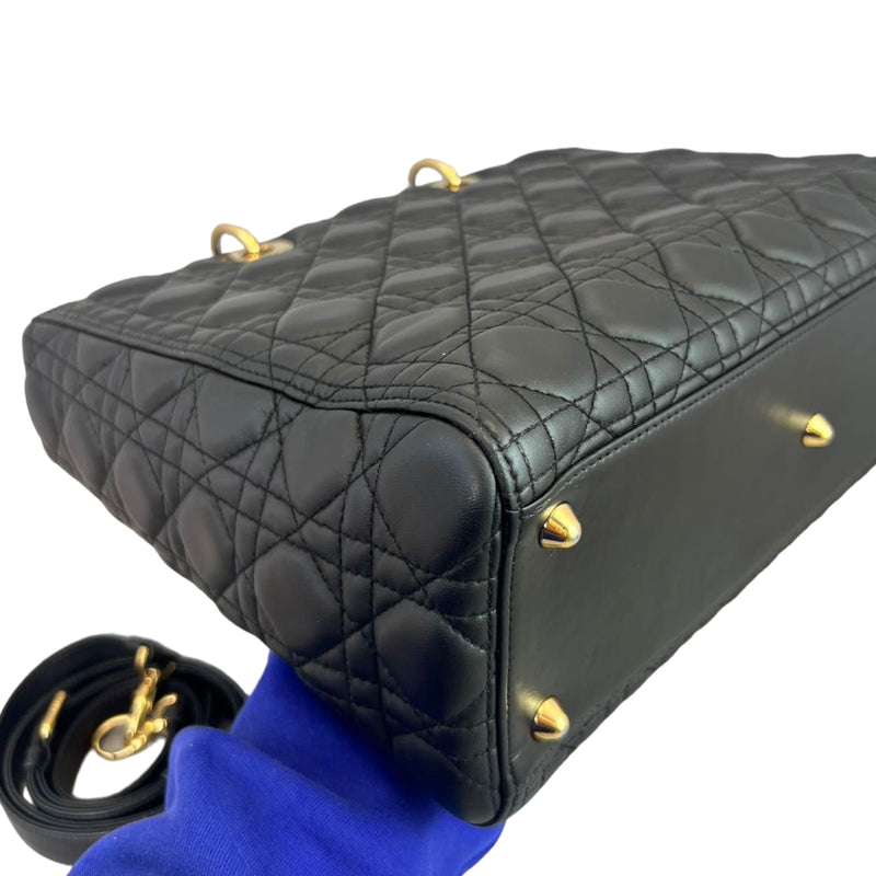 Large Lady Dior Lambskin Black GHW