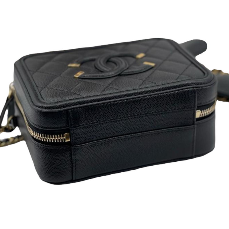 Filigree Vanity Case Caviar Small Black GHW