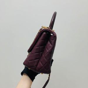 Burgundy Caviar Quilted Medium Coco Handle Flap