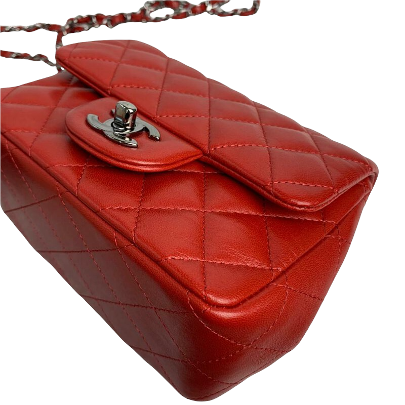 Classic Flap Square Mini Lambskin Red DSHW