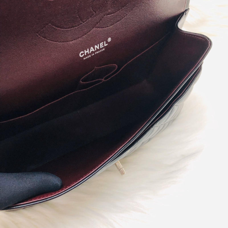Jumbo Double Flap in Black Lambskin with SHW