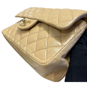 Classic Double Flap Small Lambskin Beige GHW