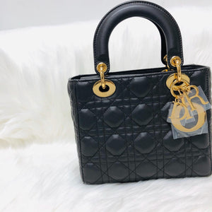 Cannage Lambskin Lucky Badges My Lady Dior Small Dark Grey