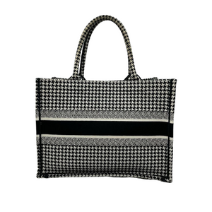 Medium Dior Book Tote Houndstooth Embroidery