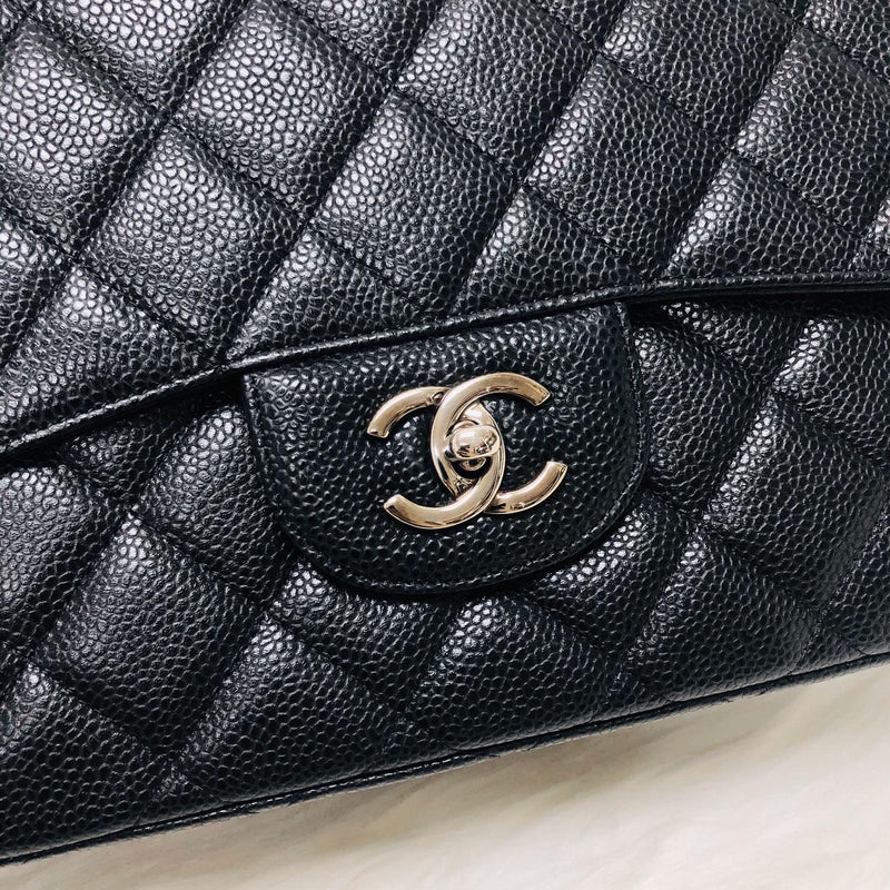 Classic Single Flap Maxi in Black Caviar Leather with SHW