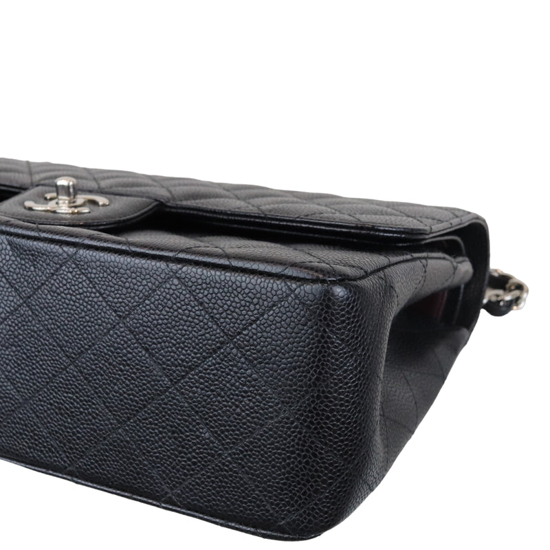 Classic Double Flap Jumbo Black Caviar SHW