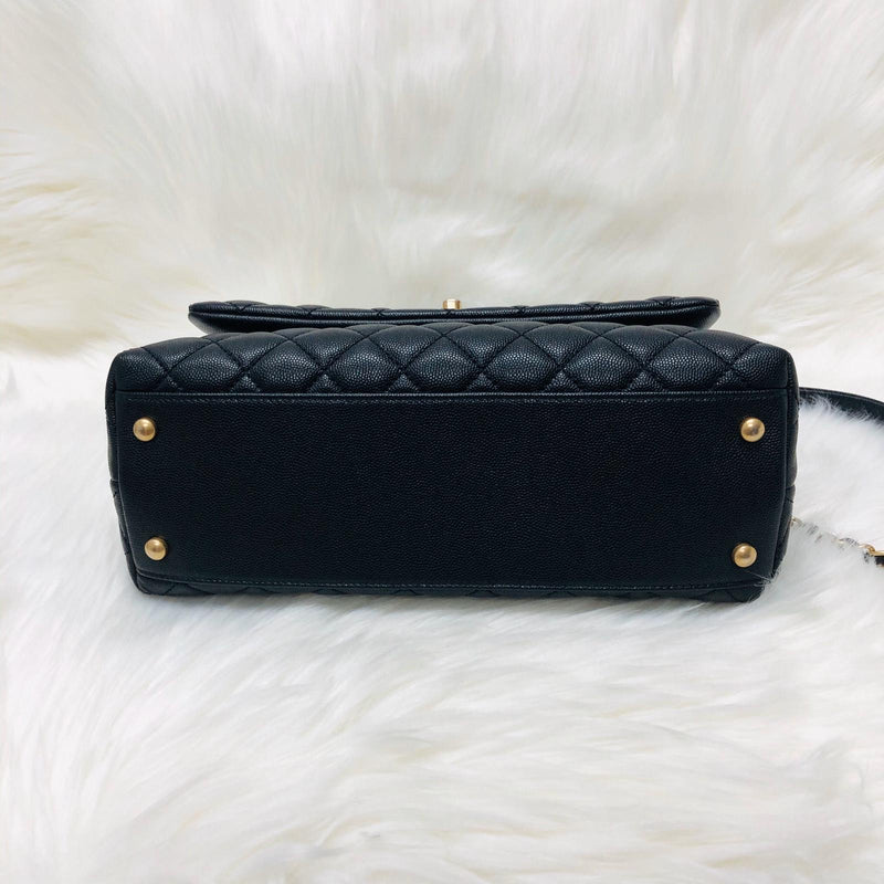 Quilted Medium Coco Handle Flap Black Caviar