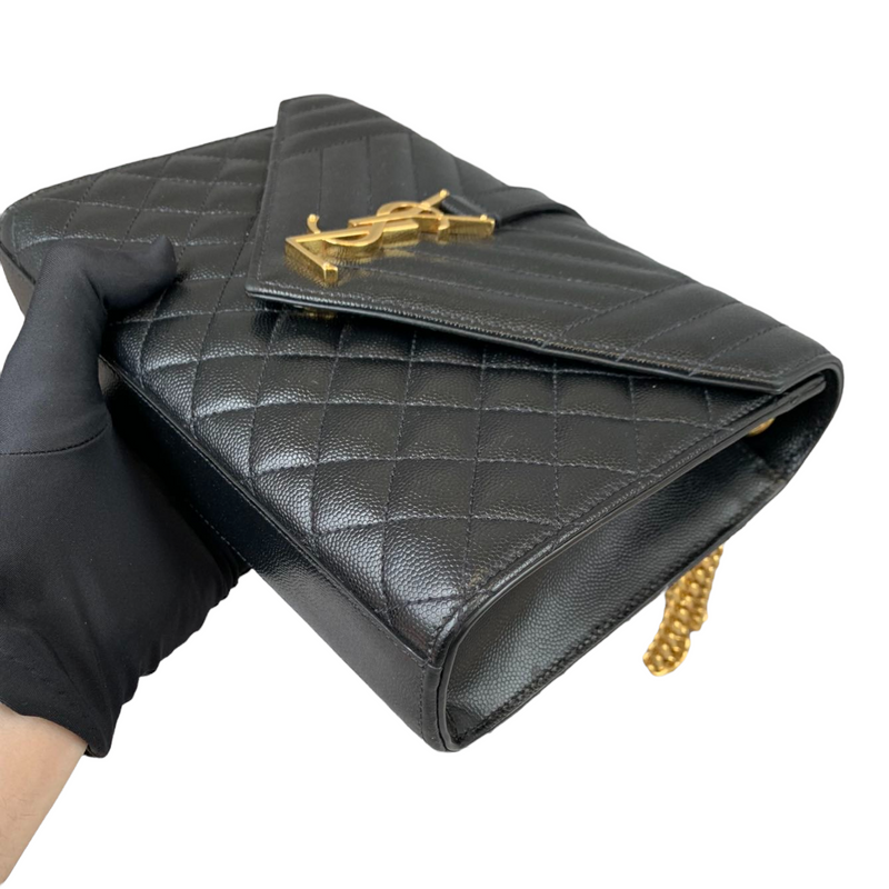 Medium Envelope Flap Leather Black GHW