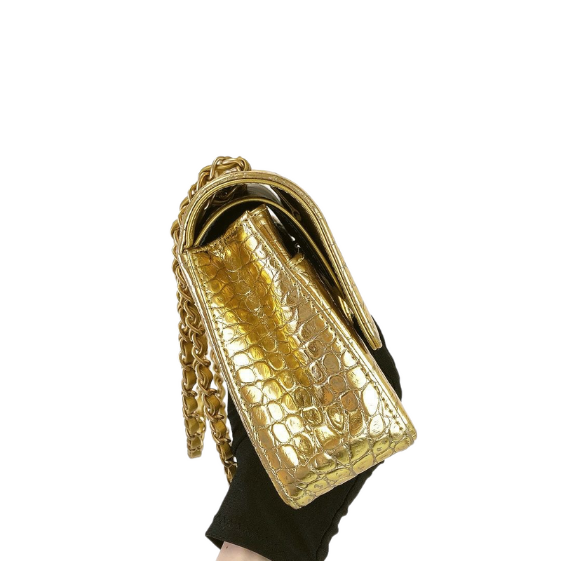 Embossed Calfskin Medium Classic Gold GHW