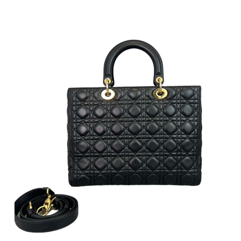 Large Lady Dior Lambskin Black GHW