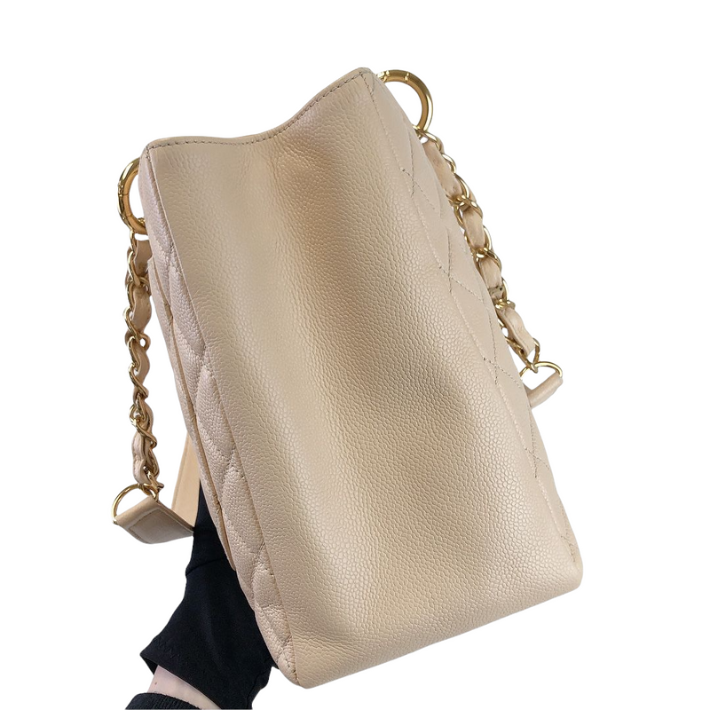 GST Grand Shopping Tote Beige Caviar GHW