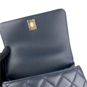Rainbow Coco Handle Mini Lambskin Navy Blue SHW