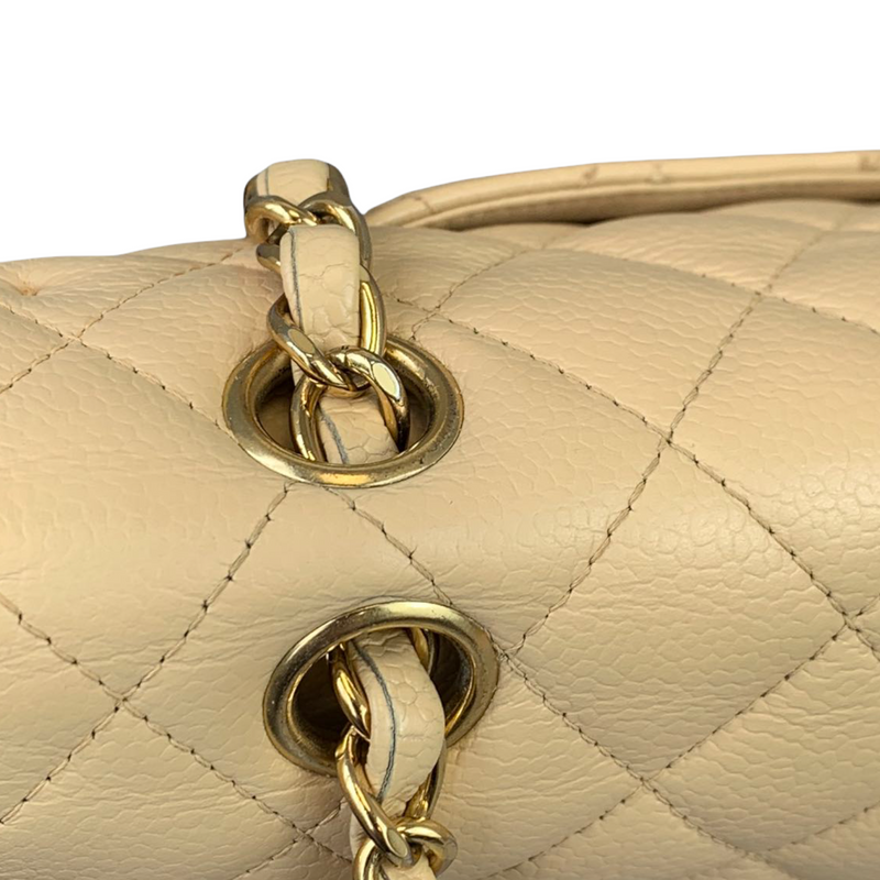 Classic Double Flap Caviar Medium Beige GHW