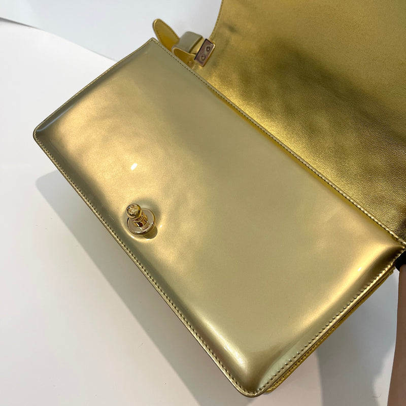 Old Medium Boy Bag in Patent Gold with GHW