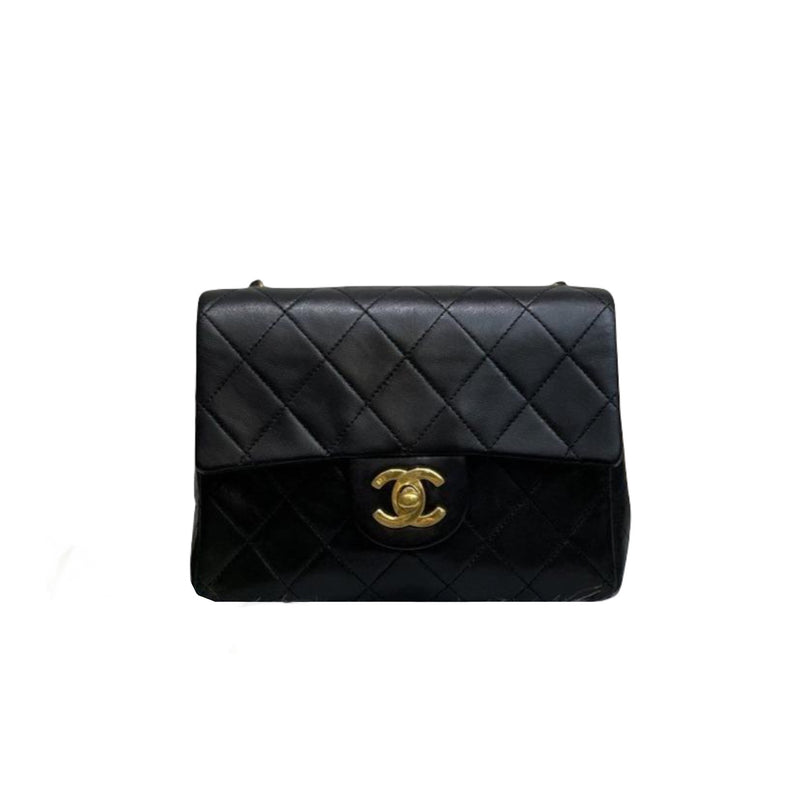 Classic Flap Mini Square Lambskin Black GHW